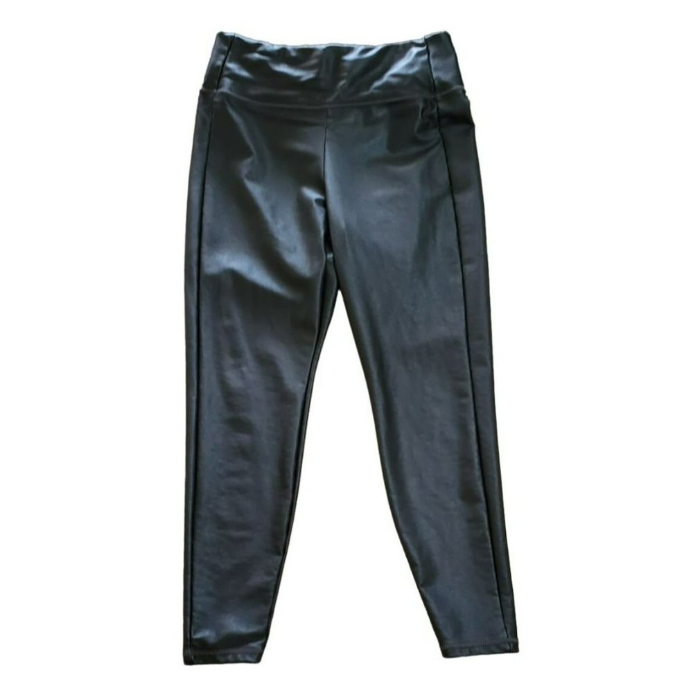 Athleta Women's Black All Over Gleam Tight Pant Size Medium Faux Leather Legging